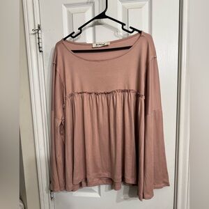NWOT ❤️Three Bird Nest boho baby doll blouse size small in mauve pink color